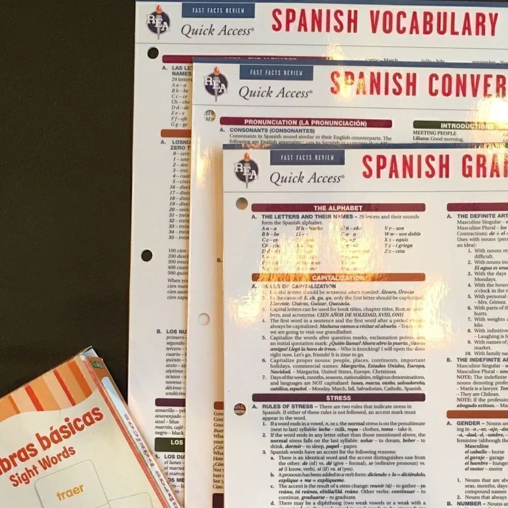 Spanish Study Laquards & Flash Cards